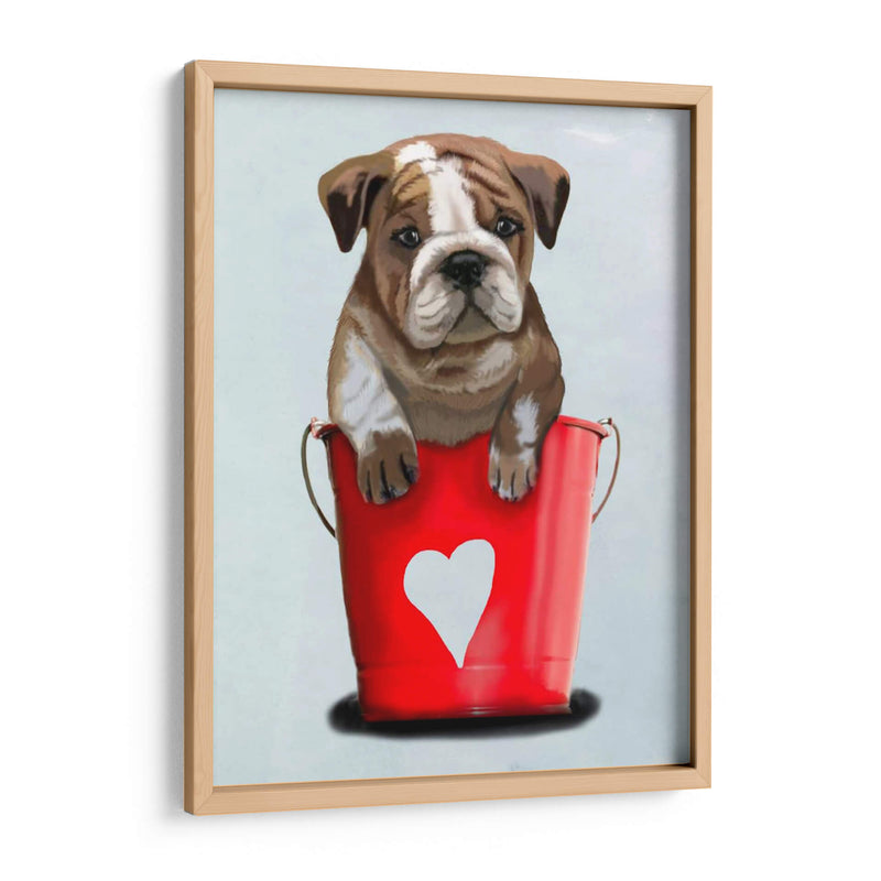 Bulldog Bucket Of Love Red - Fab Funky | Cuadro decorativo de Canvas Lab