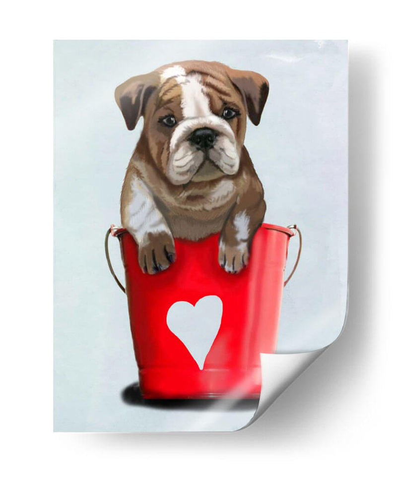 Bulldog Bucket Of Love Red - Fab Funky | Cuadro decorativo de Canvas Lab