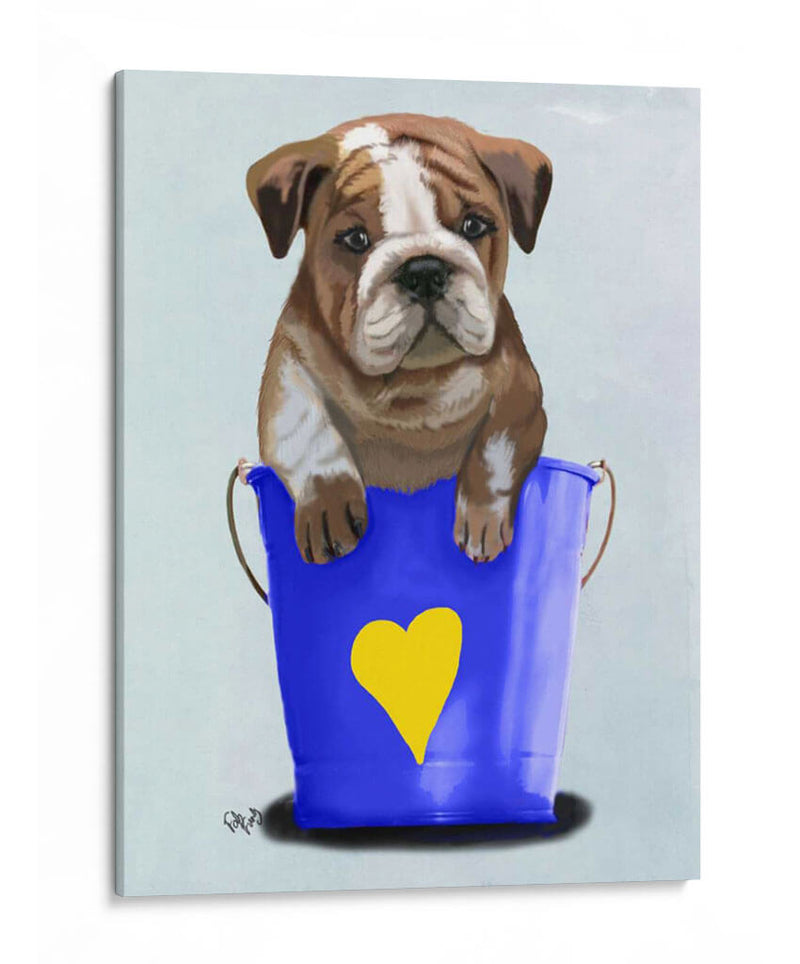 Bulldog Bucket Of Love Blue - Fab Funky | Cuadro decorativo de Canvas Lab