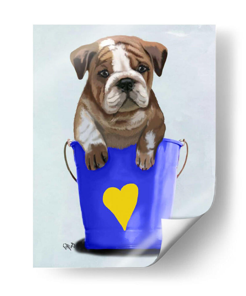 Bulldog Bucket Of Love Blue - Fab Funky | Cuadro decorativo de Canvas Lab