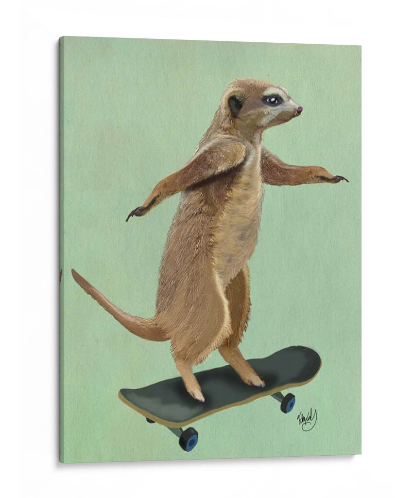 Meerkat En El Monopatín - Fab Funky | Cuadro decorativo de Canvas Lab