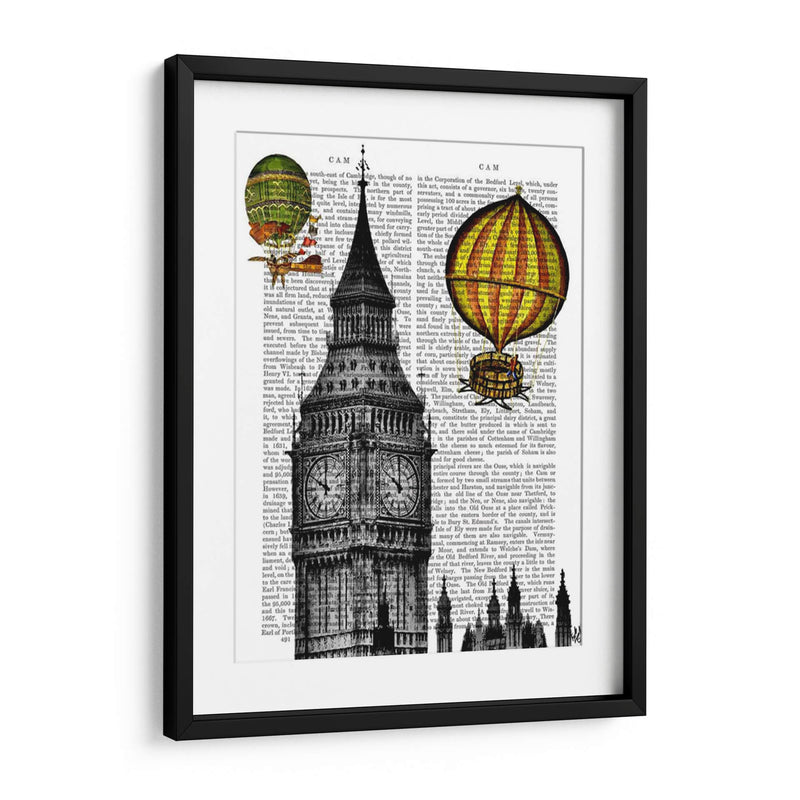 Big Ben Y Globos De Aire Caliente Vintage - Fab Funky | Cuadro decorativo de Canvas Lab