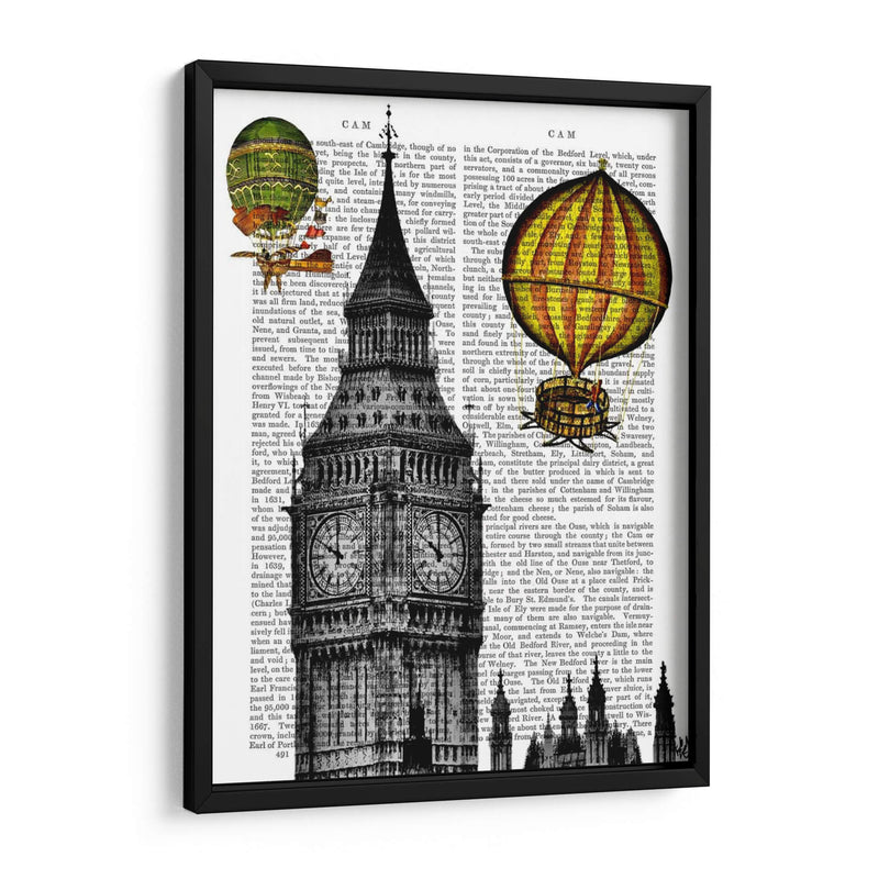 Big Ben Y Globos De Aire Caliente Vintage - Fab Funky | Cuadro decorativo de Canvas Lab