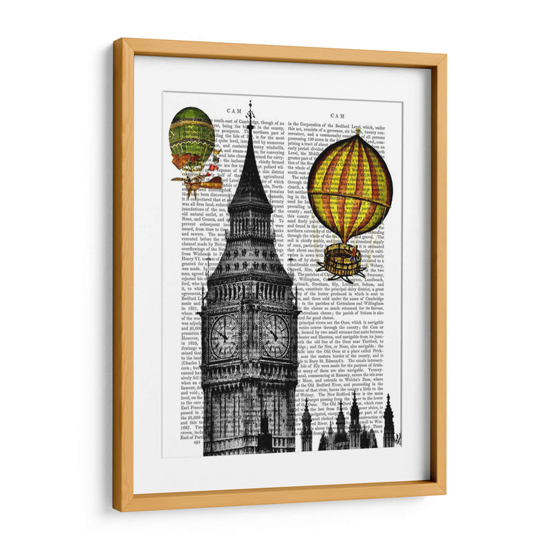 Big Ben Y Globos De Aire Caliente Vintage - Fab Funky | Cuadro decorativo de Canvas Lab