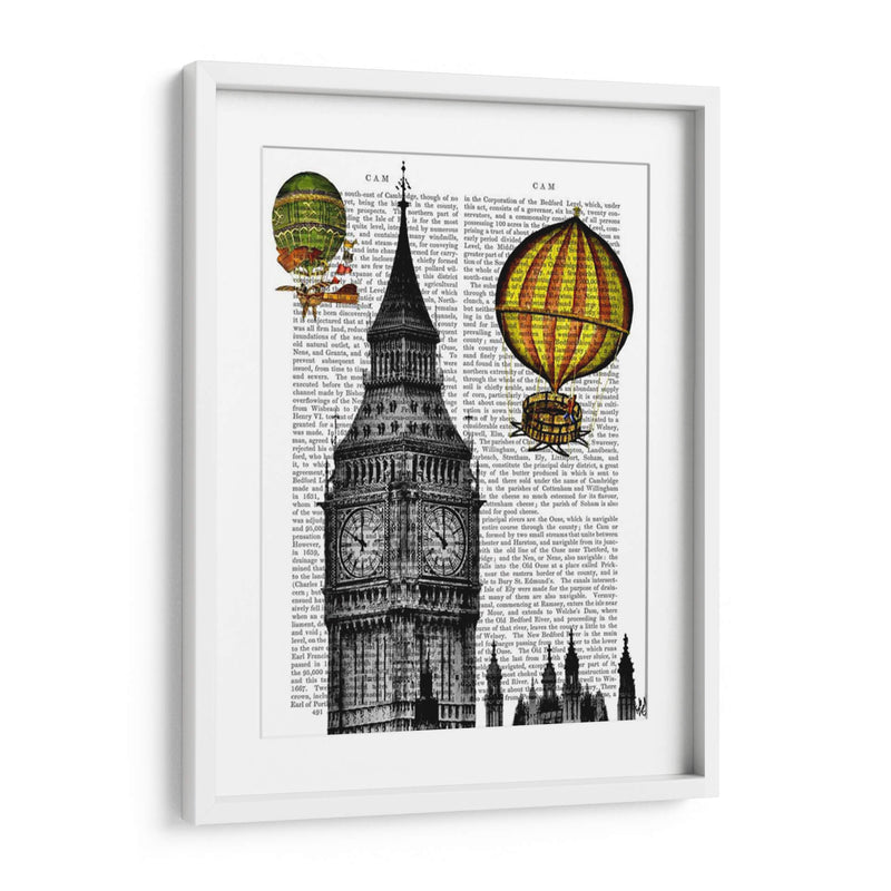 Big Ben Y Globos De Aire Caliente Vintage - Fab Funky | Cuadro decorativo de Canvas Lab