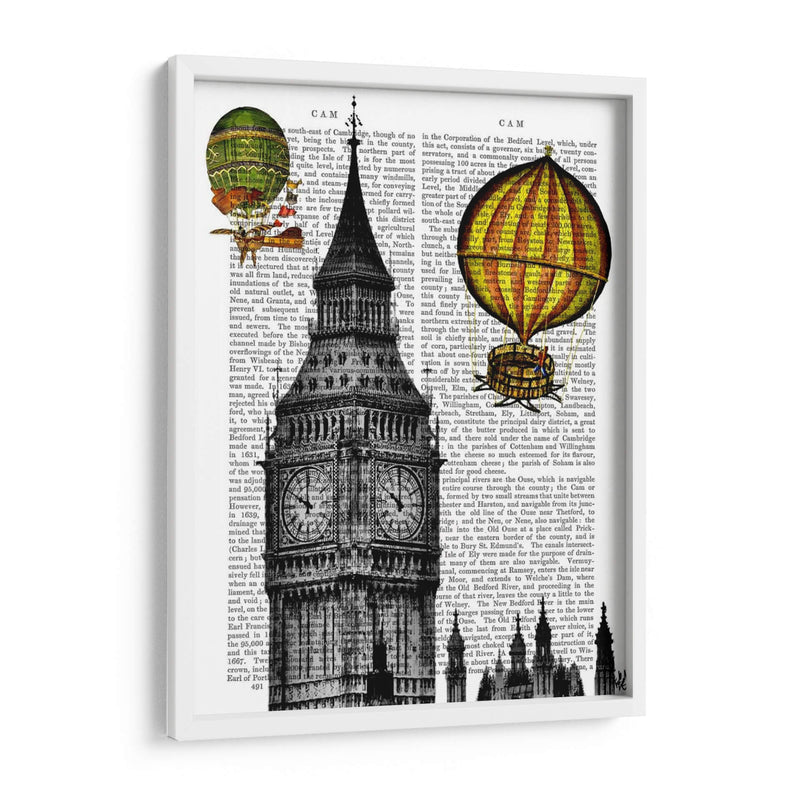 Big Ben Y Globos De Aire Caliente Vintage - Fab Funky | Cuadro decorativo de Canvas Lab