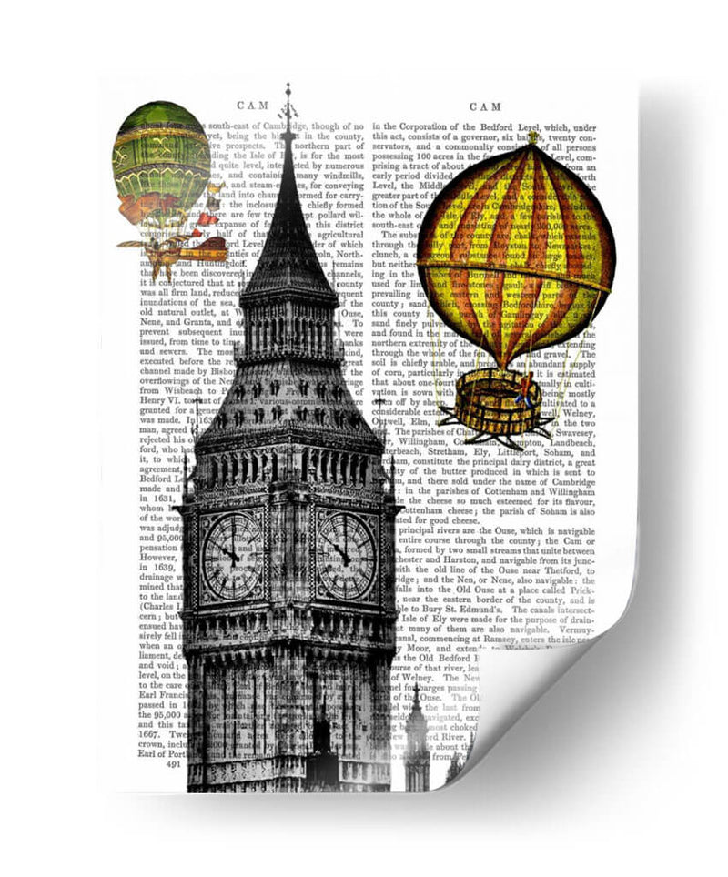 Big Ben Y Globos De Aire Caliente Vintage - Fab Funky | Cuadro decorativo de Canvas Lab