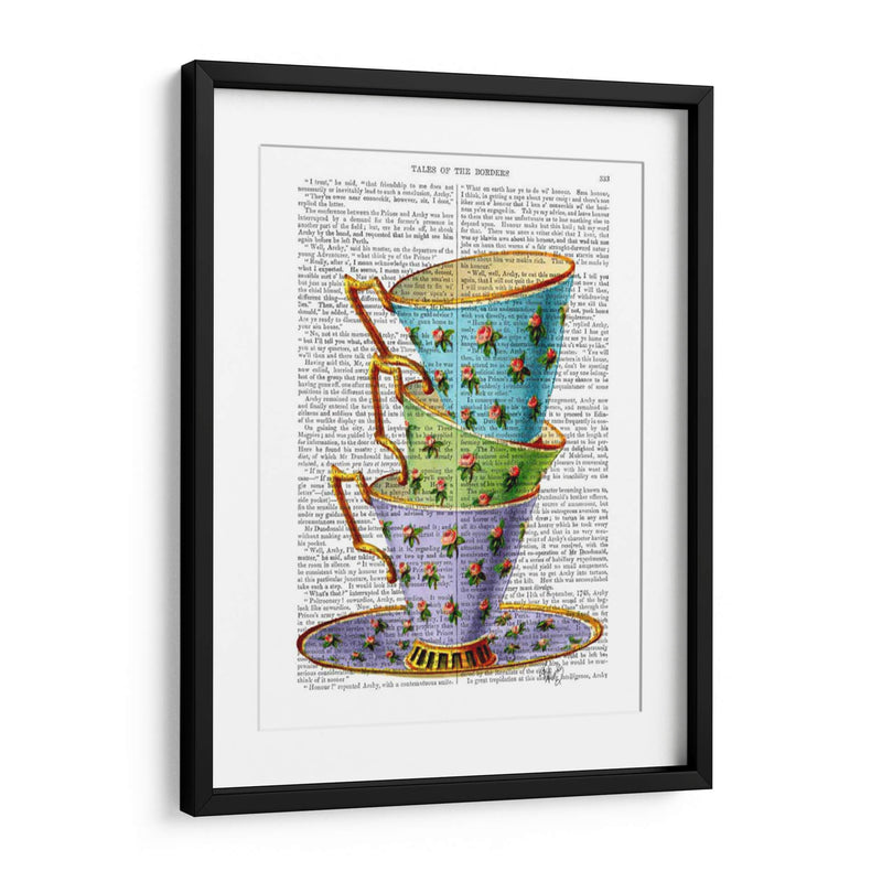 Pila De Tres Tazas De Té Vintage - Fab Funky | Cuadro decorativo de Canvas Lab