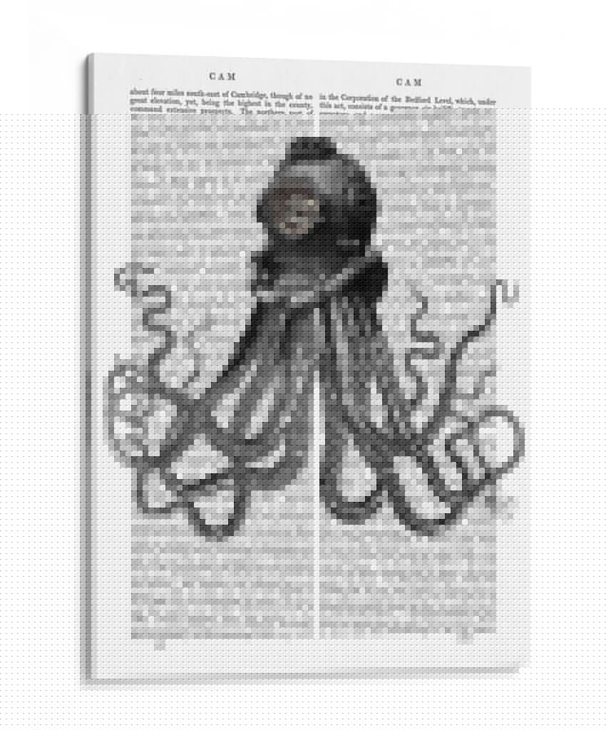 Pulpo Y Casco De Buceo. - Fab Funky | Cuadro decorativo de Canvas Lab