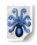 Pulpo Azul De La Vendimia 1 Debajo De La Parte Inferior - Fab Funky | Cuadro decorativo de Canvas Lab