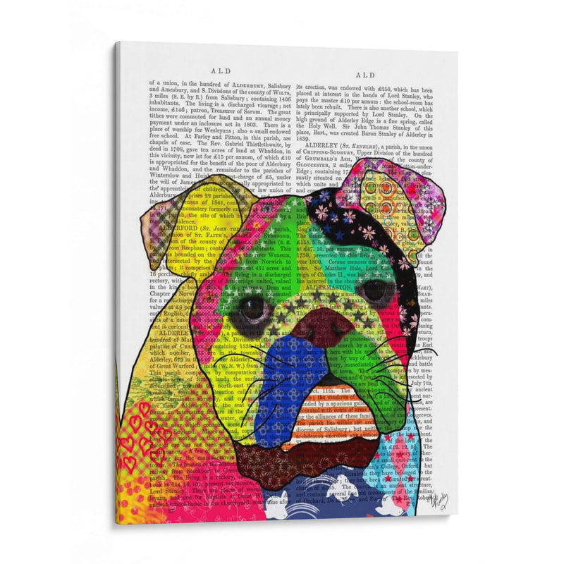 Patchwork Bulldog - Fab Funky | Cuadro decorativo de Canvas Lab