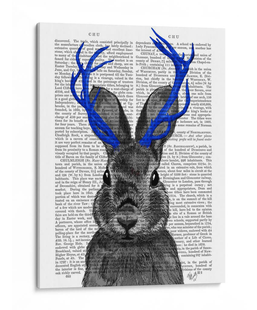Jackalope Con Astas Azules - Fab Funky | Cuadro decorativo de Canvas Lab