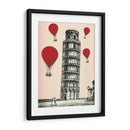 Torre De Pisa Y Globos De Aire Caliente Rojo. - Fab Funky | Cuadro decorativo de Canvas Lab