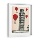 Torre De Pisa Y Globos De Aire Caliente Rojo. - Fab Funky | Cuadro decorativo de Canvas Lab