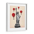 Estatua De La Libertad Y Globos De Aire Caliente Rojo. - Fab Funky | Cuadro decorativo de Canvas Lab
