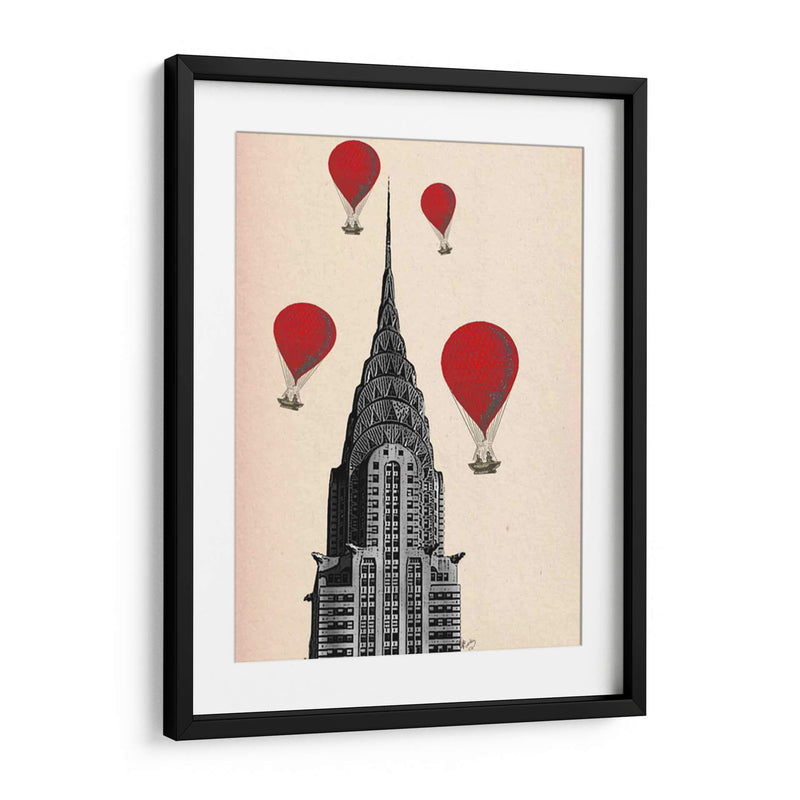 Crysler Building Y Globos De Aire Caliente Rojo - Fab Funky | Cuadro decorativo de Canvas Lab