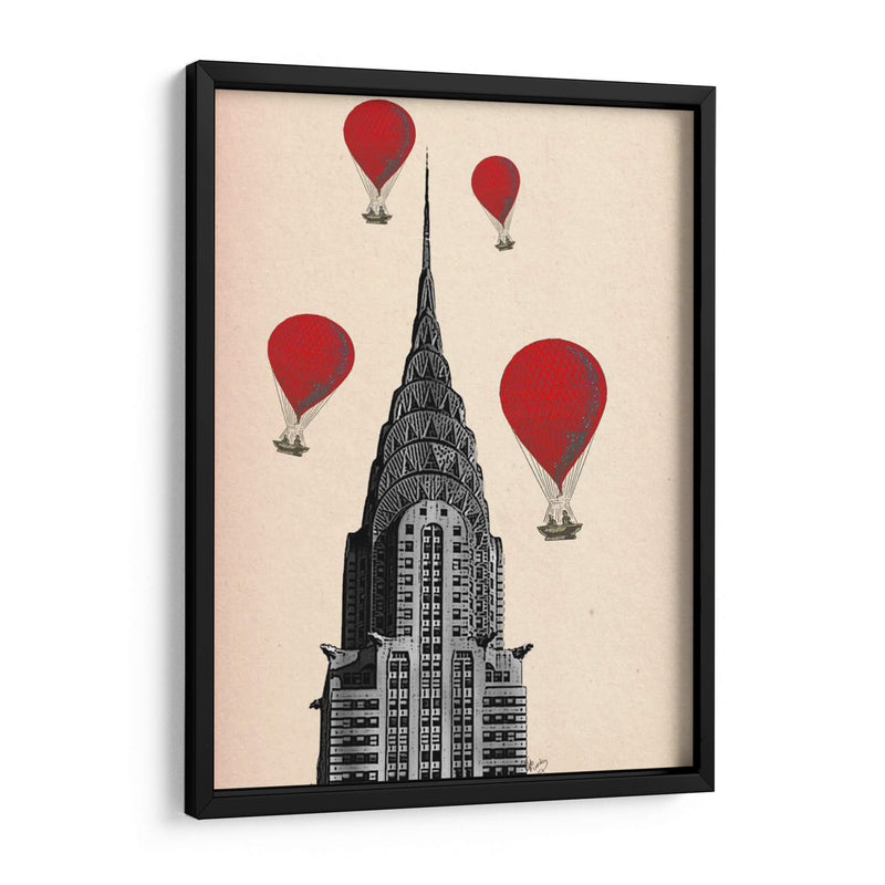 Crysler Building Y Globos De Aire Caliente Rojo - Fab Funky | Cuadro decorativo de Canvas Lab