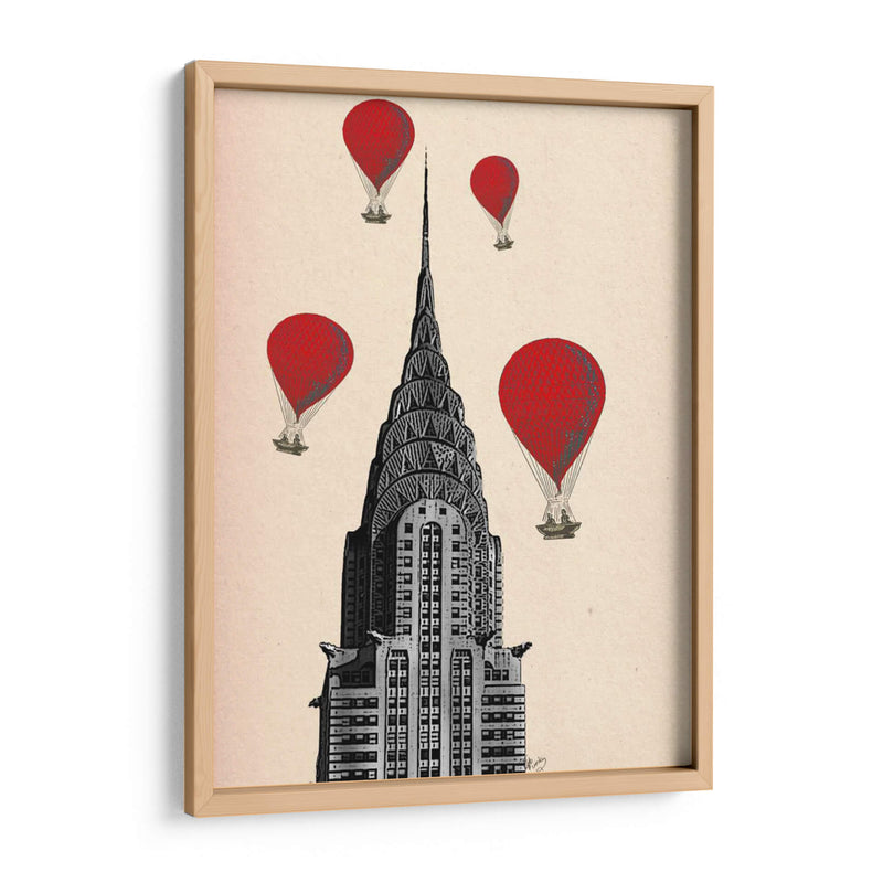 Crysler Building Y Globos De Aire Caliente Rojo - Fab Funky | Cuadro decorativo de Canvas Lab