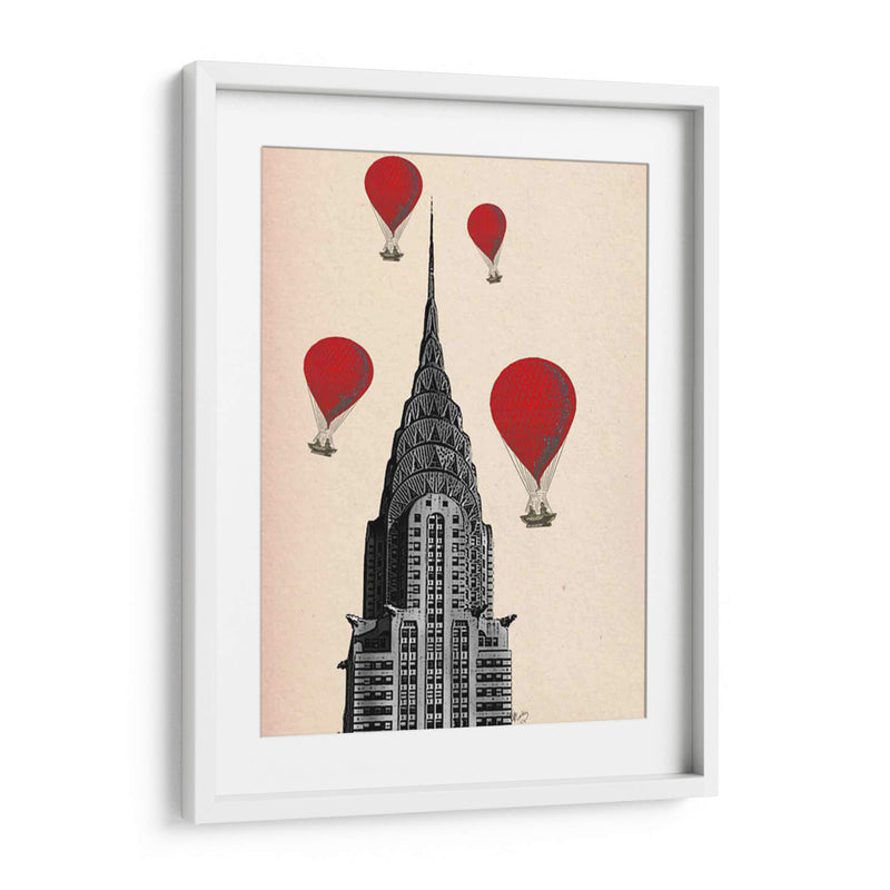 Crysler Building Y Globos De Aire Caliente Rojo - Fab Funky | Cuadro decorativo de Canvas Lab