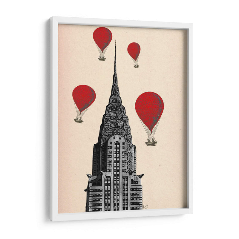 Crysler Building Y Globos De Aire Caliente Rojo - Fab Funky | Cuadro decorativo de Canvas Lab