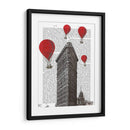 Edificio De Hierro Plano Y Globos De Aire Caliente Rojo. - Fab Funky | Cuadro decorativo de Canvas Lab