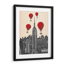 Empire State Building Y Globos De Aire Caliente Rojo. - Fab Funky | Cuadro decorativo de Canvas Lab