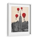 Empire State Building Y Globos De Aire Caliente Rojo. - Fab Funky | Cuadro decorativo de Canvas Lab