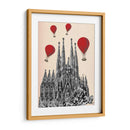Sagrada Familia Y Globos De Aire Caliente Rojo. - Fab Funky | Cuadro decorativo de Canvas Lab