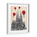 Sagrada Familia Y Globos De Aire Caliente Rojo. - Fab Funky | Cuadro decorativo de Canvas Lab