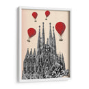 Sagrada Familia Y Globos De Aire Caliente Rojo. - Fab Funky | Cuadro decorativo de Canvas Lab