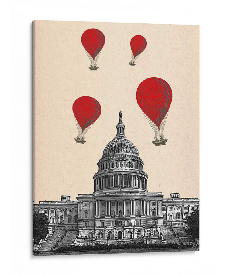 Capitolio Y Red Hot Air Balloons - Fab Funky | Cuadro decorativo de Canvas Lab