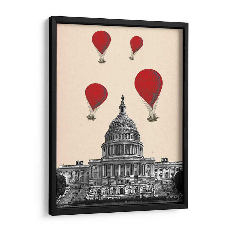 Capitolio Y Red Hot Air Balloons - Fab Funky | Cuadro decorativo de Canvas Lab