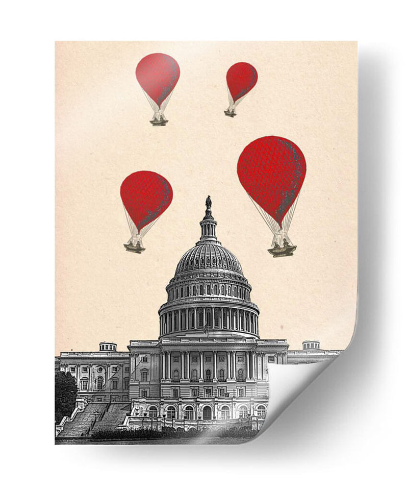 Capitolio Y Red Hot Air Balloons - Fab Funky | Cuadro decorativo de Canvas Lab