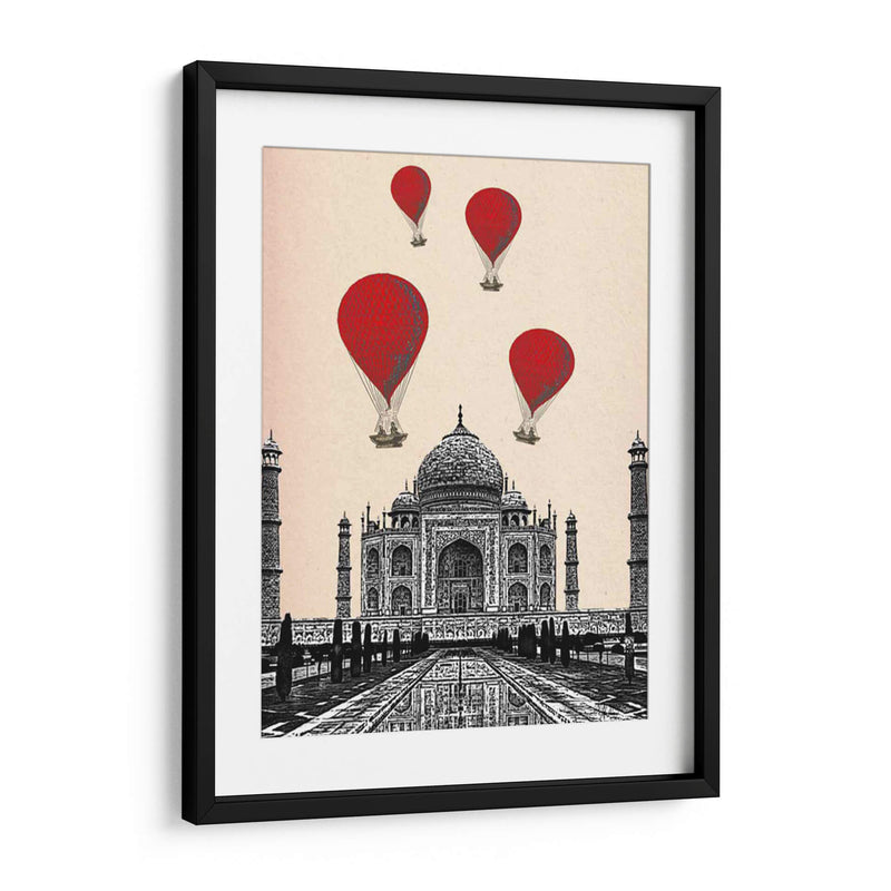 Taj Mahal Y Globos De Aire Caliente Rojo - Fab Funky | Cuadro decorativo de Canvas Lab