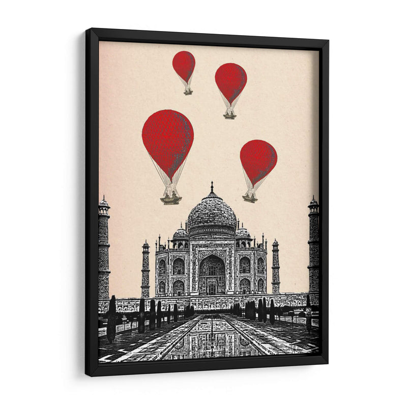 Taj Mahal Y Globos De Aire Caliente Rojo - Fab Funky | Cuadro decorativo de Canvas Lab