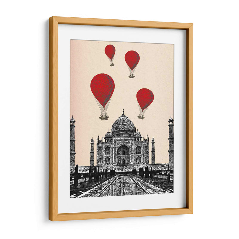 Taj Mahal Y Globos De Aire Caliente Rojo - Fab Funky | Cuadro decorativo de Canvas Lab