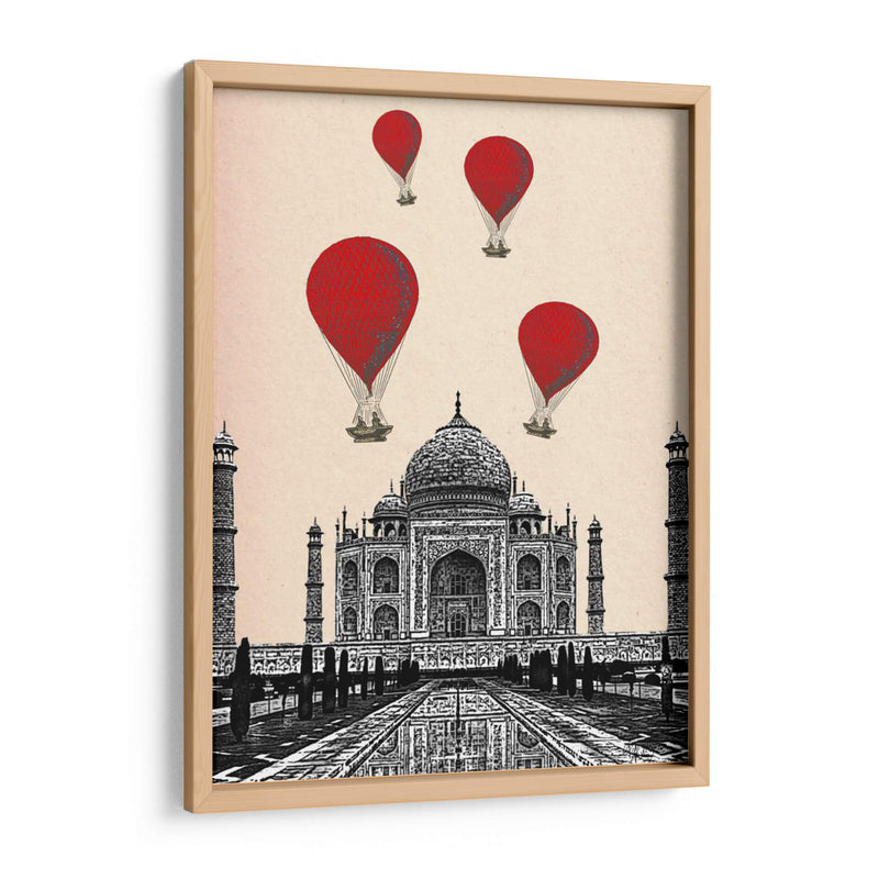 Taj Mahal Y Globos De Aire Caliente Rojo - Fab Funky | Cuadro decorativo de Canvas Lab