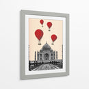 Taj Mahal Y Globos De Aire Caliente Rojo - Fab Funky | Cuadro decorativo de Canvas Lab