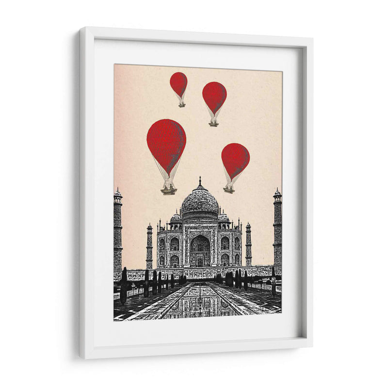 Taj Mahal Y Globos De Aire Caliente Rojo - Fab Funky | Cuadro decorativo de Canvas Lab