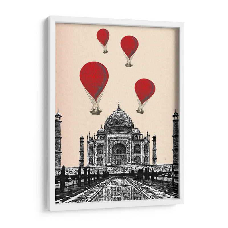 Taj Mahal Y Globos De Aire Caliente Rojo - Fab Funky | Cuadro decorativo de Canvas Lab