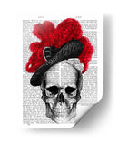 Cráneo Con Sombrero Rojo - Fab Funky | Cuadro decorativo de Canvas Lab
