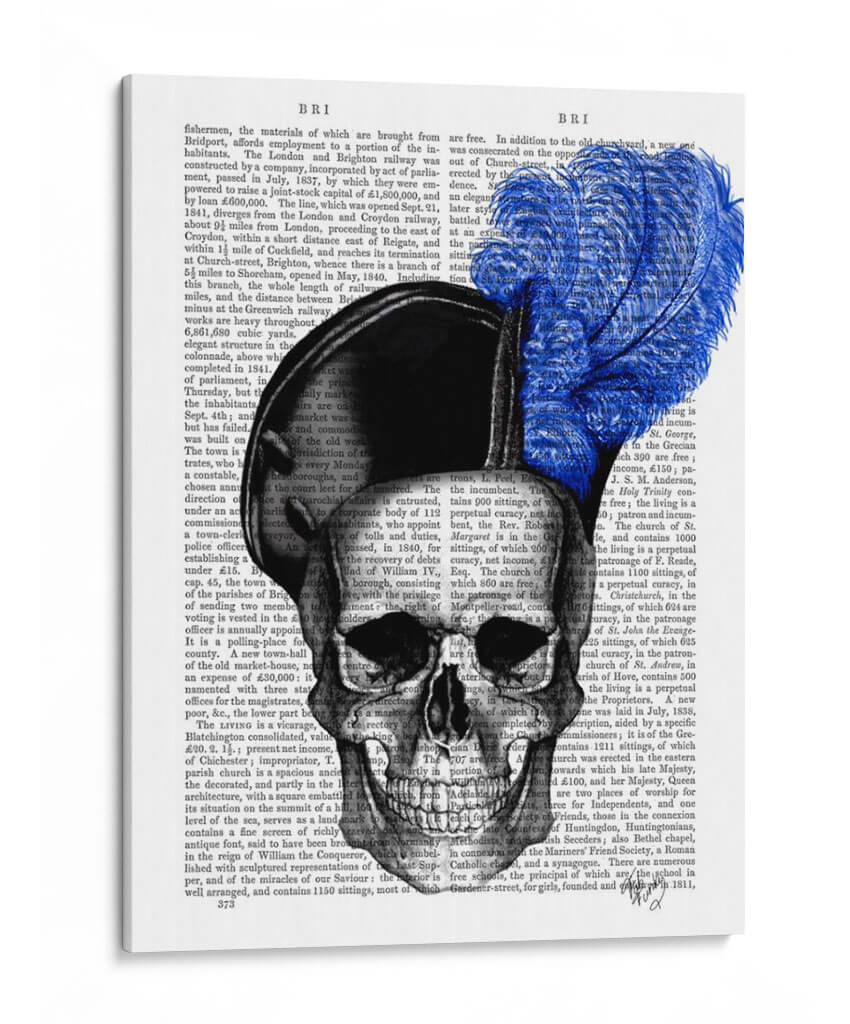 Cráneo Con Sombrero Azul - Fab Funky | Cuadro decorativo de Canvas Lab