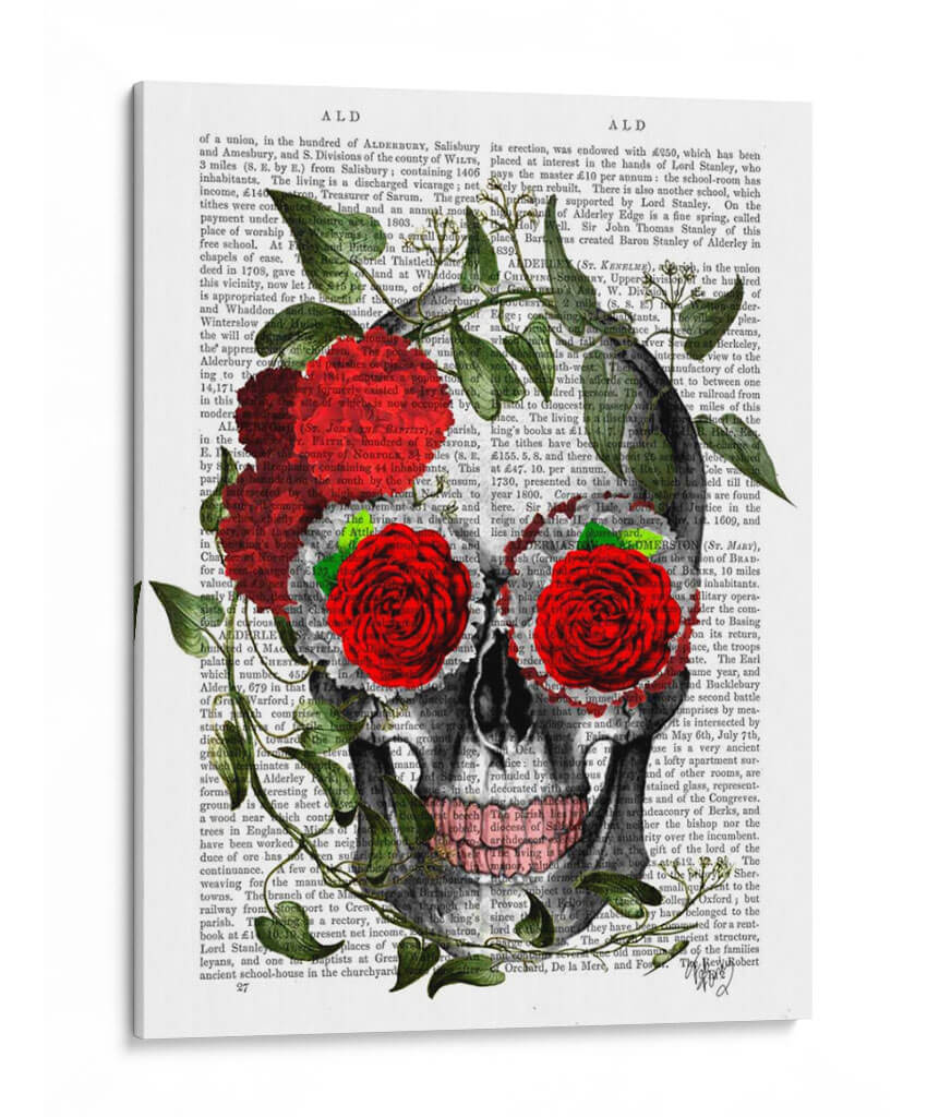 Cráneo Con Rosas Y Vides. - Fab Funky | Cuadro decorativo de Canvas Lab