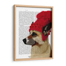 Pastor Alemán En Sombrero Lanudo Rojo - Fab Funky | Cuadro decorativo de Canvas Lab