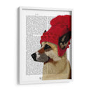 Pastor Alemán En Sombrero Lanudo Rojo - Fab Funky | Cuadro decorativo de Canvas Lab