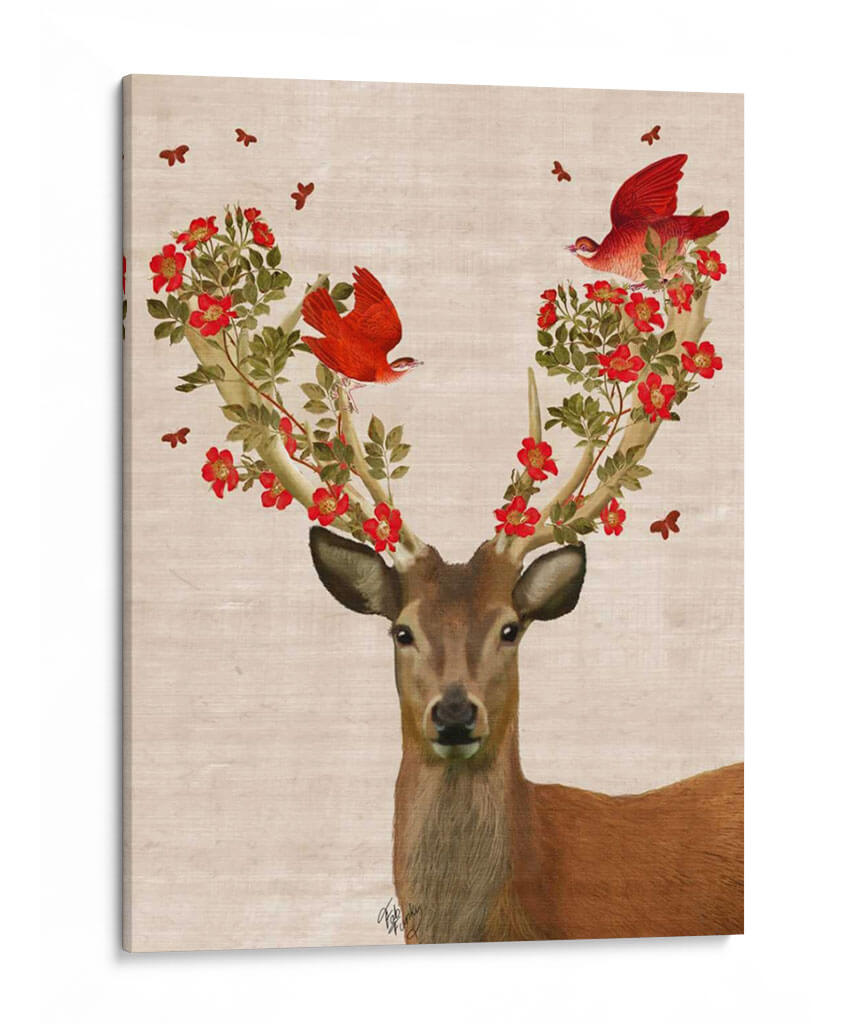 Aves De Ciervos Y Amor - Fab Funky | Cuadro decorativo de Canvas Lab