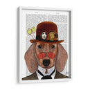 Dachshund Con Steampunk Bowler Hat - Fab Funky | Cuadro decorativo de Canvas Lab