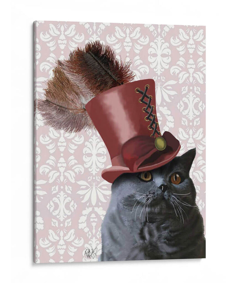 Gato Gris Con Sombrero De Copa Steampunk - Fab Funky | Cuadro decorativo de Canvas Lab