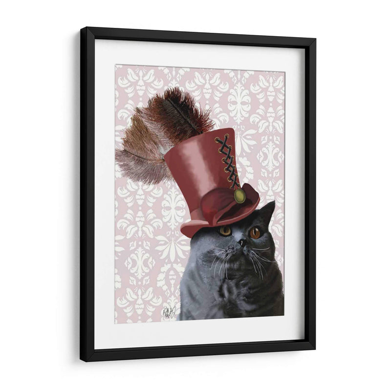 Gato Gris Con Sombrero De Copa Steampunk - Fab Funky | Cuadro decorativo de Canvas Lab