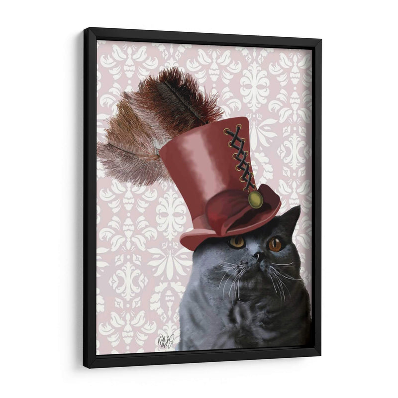 Gato Gris Con Sombrero De Copa Steampunk - Fab Funky | Cuadro decorativo de Canvas Lab